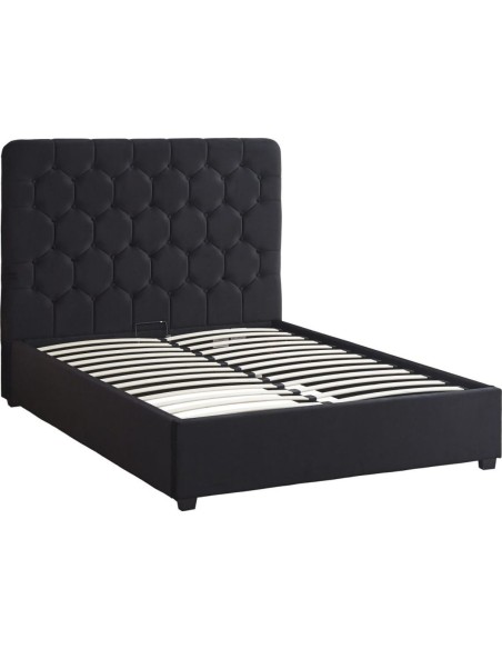Madison 5FT Ottoman Bedframe - Black Velvet Fabric