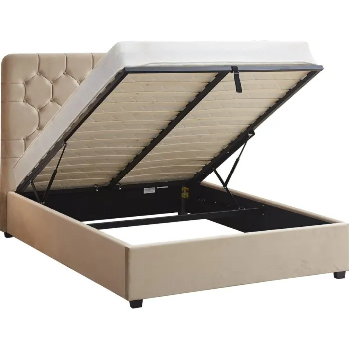 Madison 5FT Ottoman Bedframe - Fawn Velvet Fabric