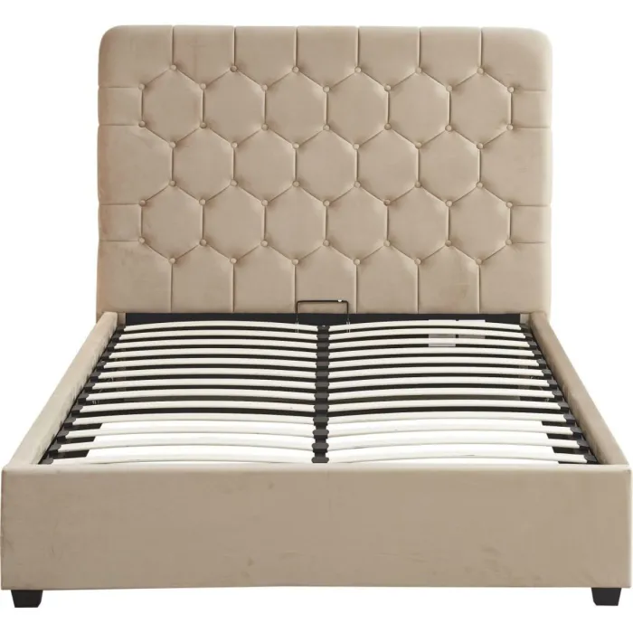 Madison 5FT Ottoman Bedframe - Fawn Velvet Fabric