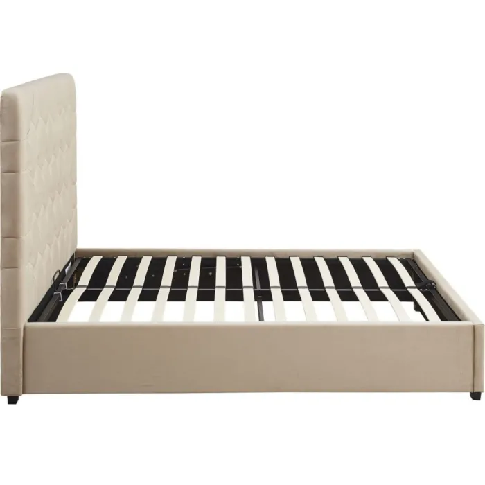 Madison 5FT Ottoman Bedframe - Fawn Velvet Fabric