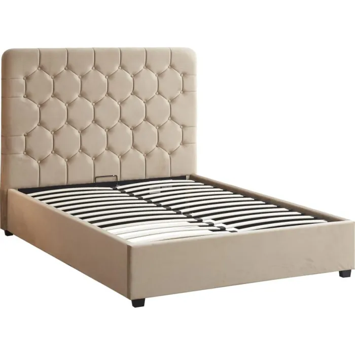Madison 5FT Ottoman Bedframe - Fawn Velvet Fabric