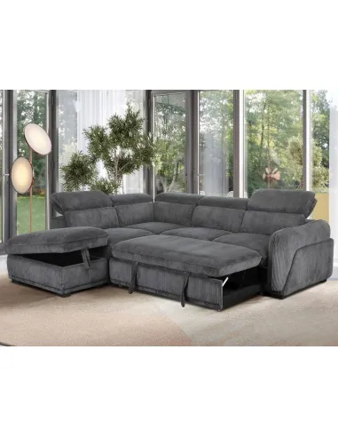 Pescara LHF Corner Sofa Bed - Grey