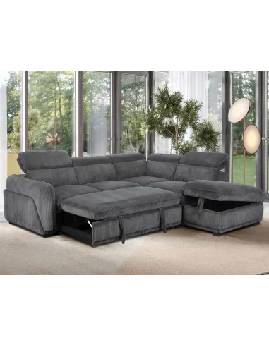 Pescara RHF Corner Sofa Bed - Grey