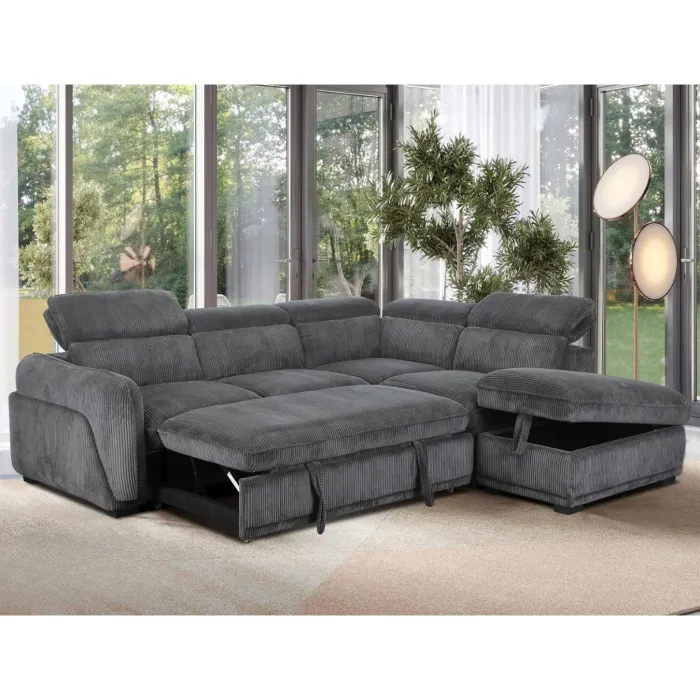 Pescara RHF Corner Sofa Bed - Grey