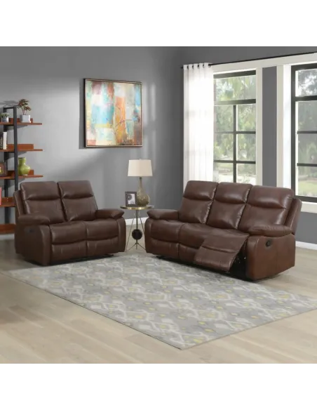 Cambridge 3+2 Manual Recliner Sofa Set - Tan Leathaire