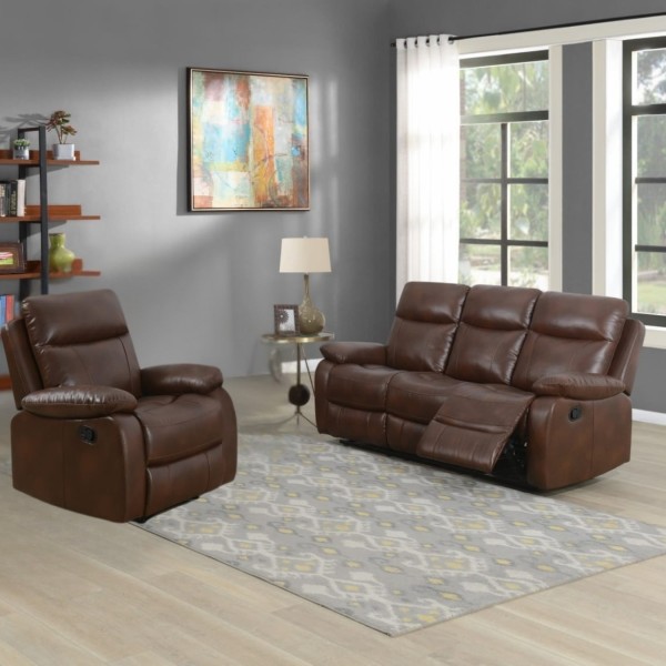 Cambridge 3+1+1 Manual Recliner Sofa Set - Tan Leathaire