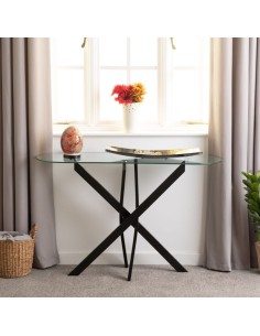Sheldon Console Table - Clear Glass/Black