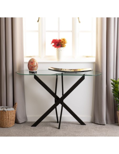 Sheldon Console Table - Clear Glass/Black