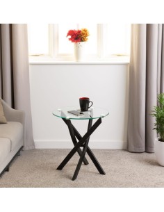 Sheldon Side Table - Clear Glass/Black