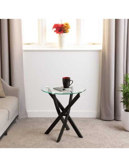 Sheldon Side Table - Clear Glass/Black