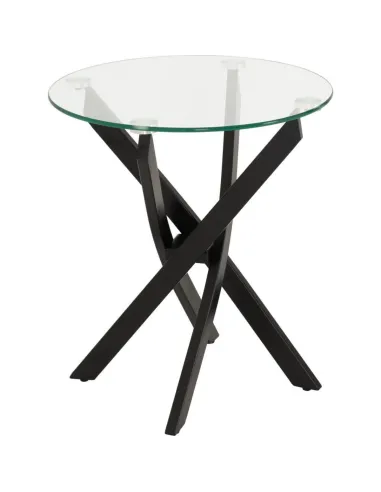 Sheldon Side Table - Clear Glass/Black