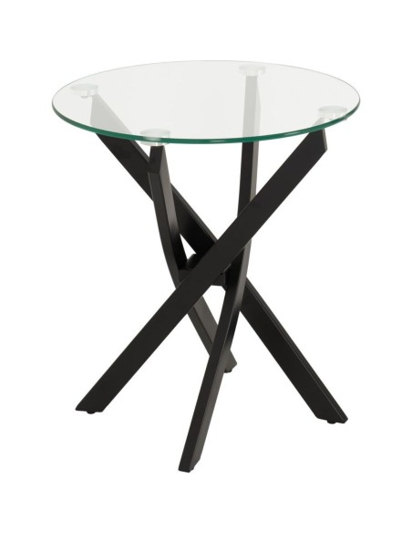 Sheldon Side Table - Clear Glass/Black