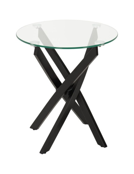 Sheldon Side Table - Clear Glass/Black