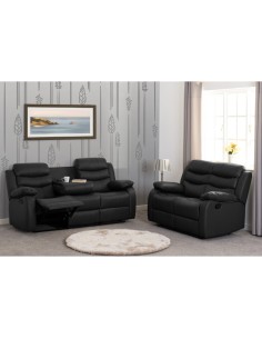 Roma 3+2 Seater Recliner Sofa Suite - Black PU 2