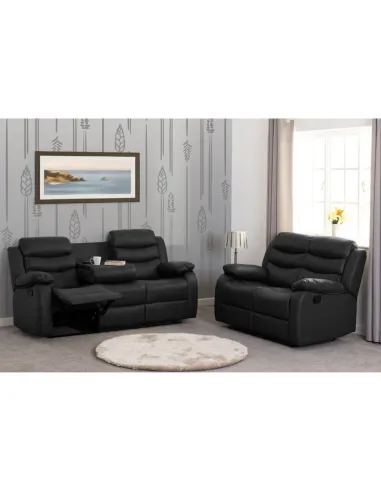 Roma 3+2 Seater Recliner Sofa Suite - Black PU