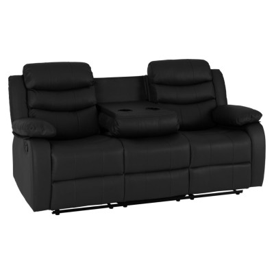 Roma 3+2 Seater Recliner Sofa Suite - Black PU