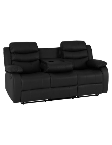 Roma 3+2 Seater Recliner Sofa Suite - Black PU