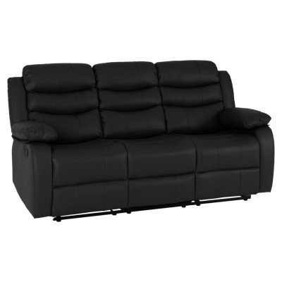 Roma 3+2 Seater Recliner Sofa Suite - Black PU