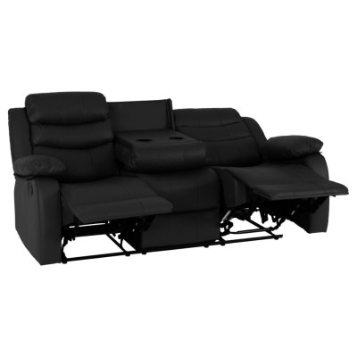 Roma 3+2 Seater Recliner Sofa Suite - Black PU