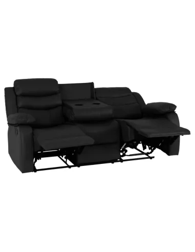 Roma 3+2 Seater Recliner Sofa Suite - Black PU
