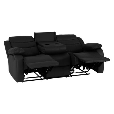 Roma 3+2 Seater Recliner Sofa Suite - Black PU