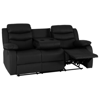 Roma 3+2 Seater Recliner Sofa Suite - Black PU