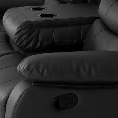 Roma 3+2 Seater Recliner Sofa Suite - Black PU
