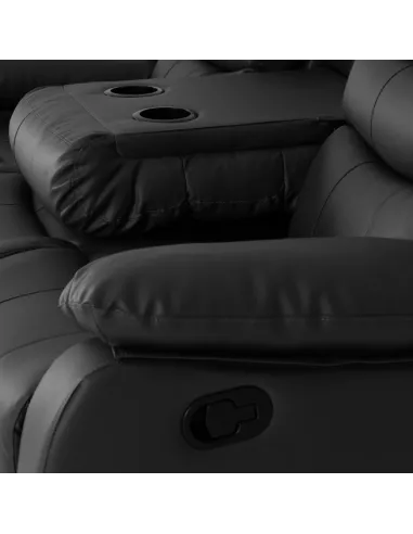Roma 3+2 Seater Recliner Sofa Suite - Black PU
