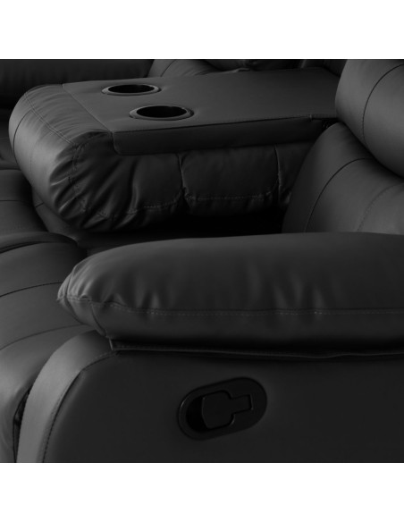 Roma 3+2 Seater Recliner Sofa Suite - Black PU
