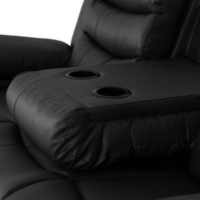 Roma 3+2 Seater Recliner Sofa Suite - Black PU