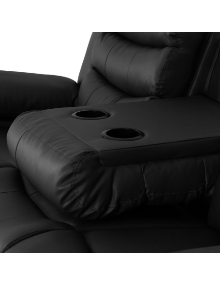 Roma 3+2 Seater Recliner Sofa Suite - Black PU