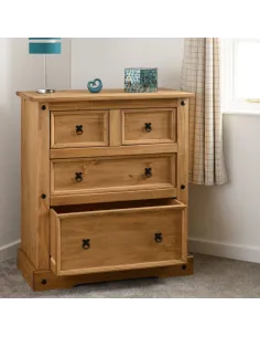Corona 2+2 Drawer Chest - Distressed Waxed Pine
