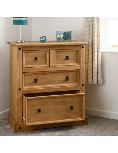 Corona 2+2 Drawer Chest - Distressed Waxed Pine