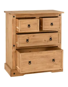 Corona 2+2 Drawer Chest - Distressed Waxed Pine 2