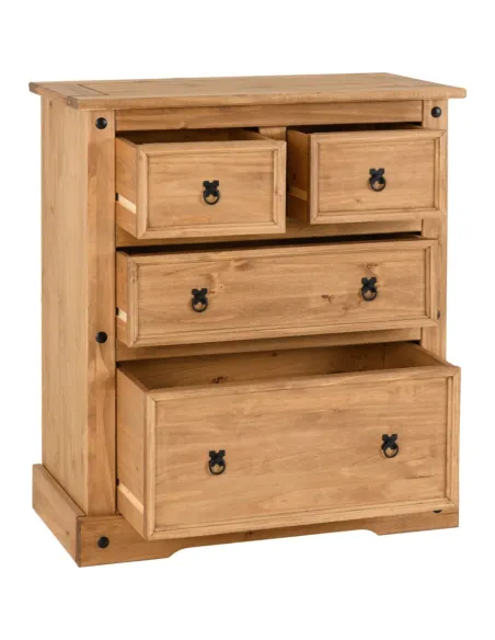 Corona 2+2 Drawer Chest - Distressed Waxed Pine