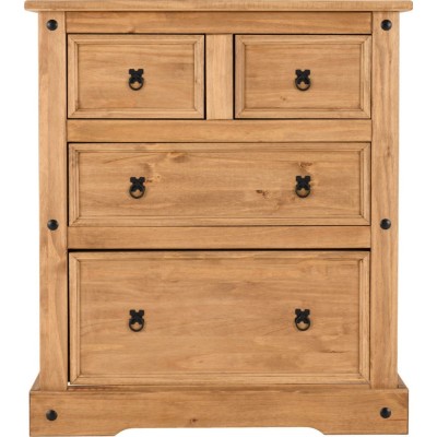 Corona 2+2 Drawer Chest - Distressed Waxed Pine