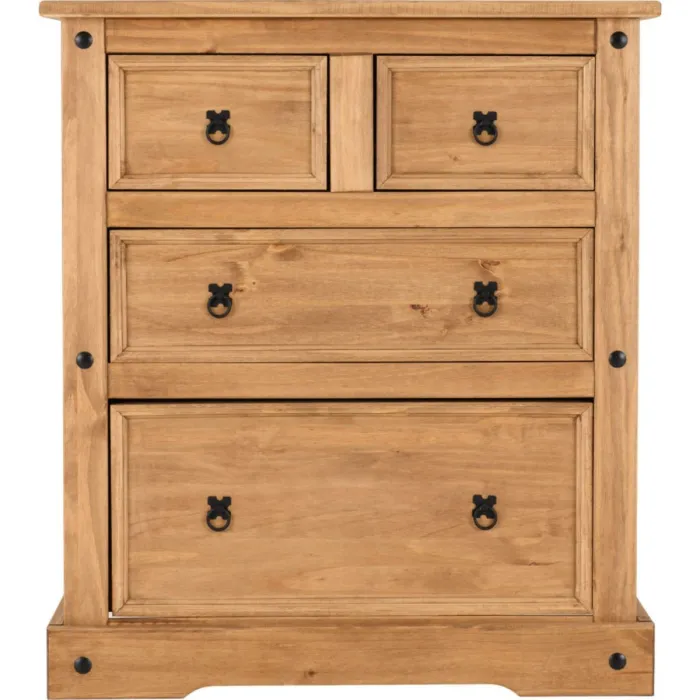 Corona 2+2 Drawer Chest - Distressed Waxed Pine