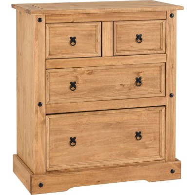 Corona 2+2 Drawer Chest - Distressed Waxed Pine