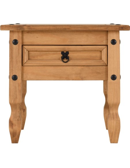 Corona 1 Drawer Lamp Table - Distressed Waxed Pine