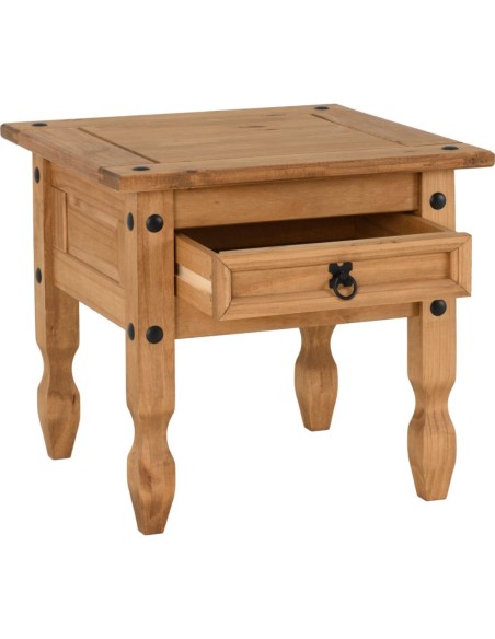 Corona 1 Drawer Lamp Table - Distressed Waxed Pine
