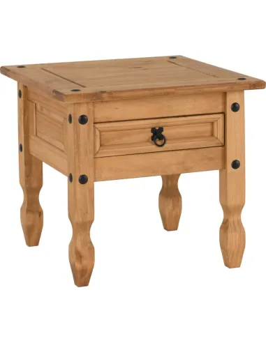 Corona 1 Drawer Lamp Table - Distressed Waxed Pine