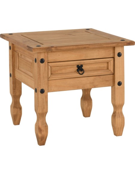 Corona 1 Drawer Lamp Table - Distressed Waxed Pine