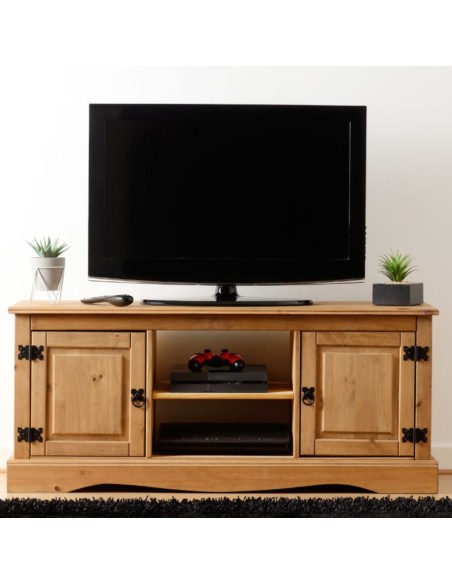 Corona 2 Door Flat Screen TV Unit - Distressed Waxed Pine