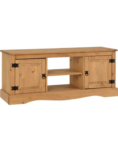 Corona 2 Door Flat Screen TV Unit - Distressed Waxed Pine