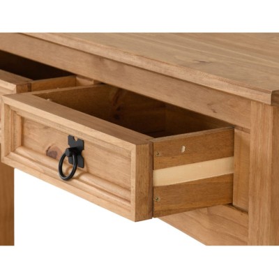 Corona 3 Drawer Console Table With Shelf - Distressed Waxed Pine