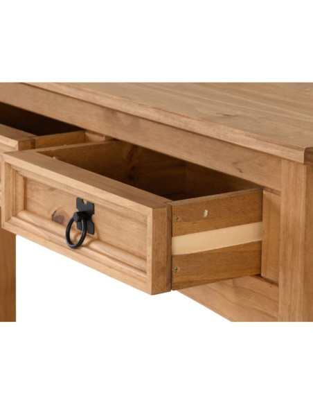 Corona 3 Drawer Console Table With Shelf - Distressed Waxed Pine