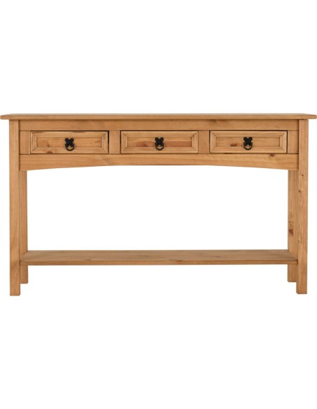 Corona 3 Drawer Console Table With Shelf - Distressed Waxed Pine