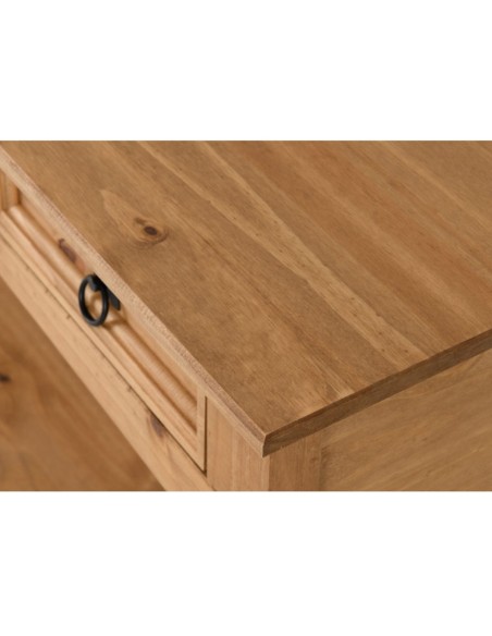 Corona 3 Drawer Console Table With Shelf - Distressed Waxed Pine