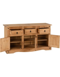 Corona 3 Door 3 Drawer Sideboard - Distressed Waxed Pine 2