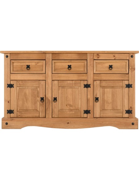 Corona 3 Door 3 Drawer Sideboard - Distressed Waxed Pine